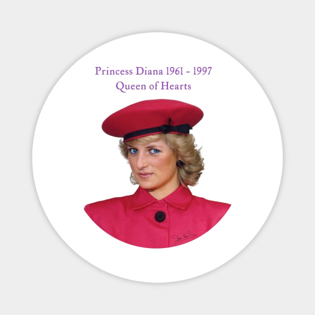 British Royalty Princess Diana Queen Of Hearts Portrait Magnet by Art2Wear